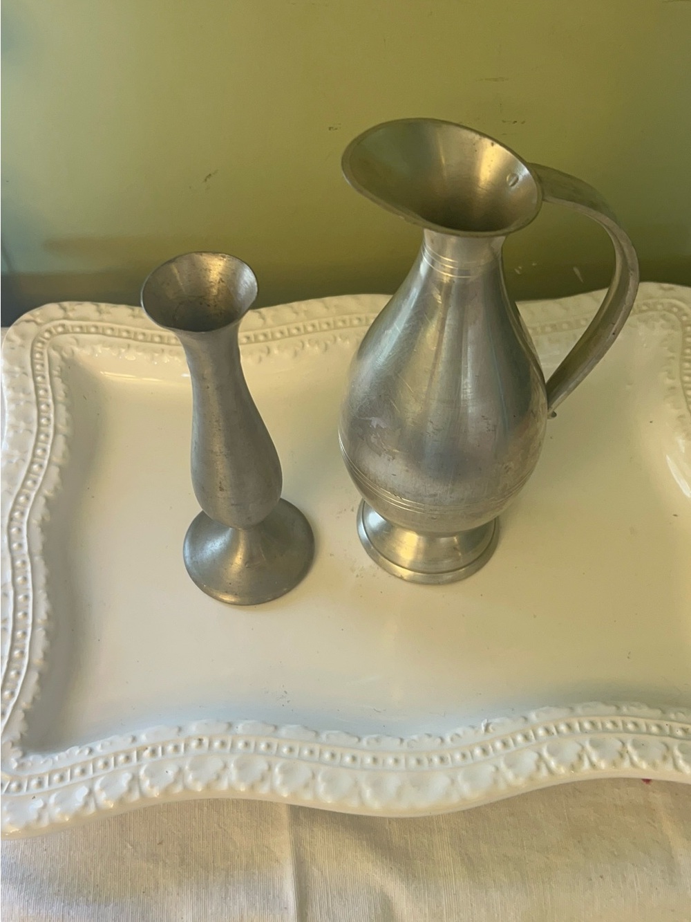 Vintage Pewter Bud vase by Leonard Bolivia and Spouted Pitcher by Selangor - Picture 2 of 5